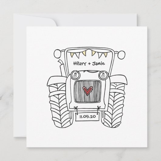Einladung von Custom Country Wedding Traktor (Vorderseite)