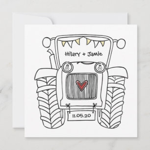 Einladung von Custom Country Wedding Traktor