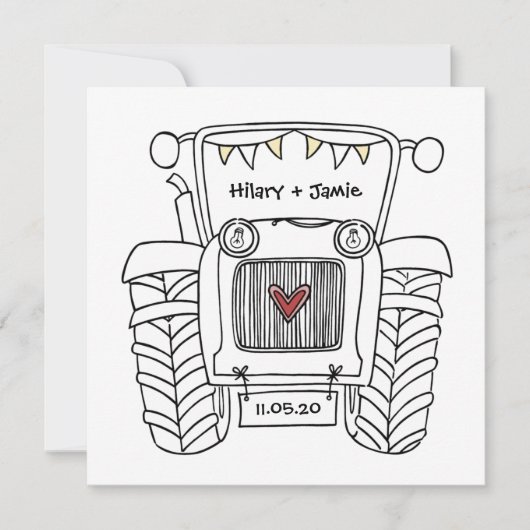 Einladung von Custom Country Wedding Traktor (Vorderseite)