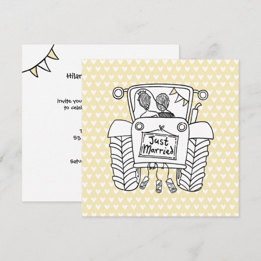 Einladung von Custom Country Wedding Traktor (Vorne/Hinten)