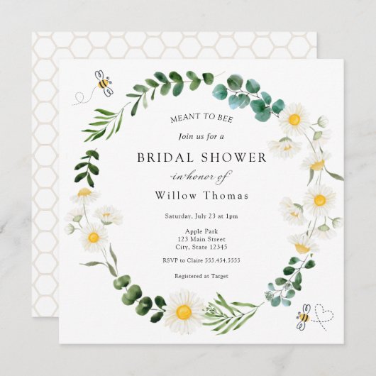 Einladung von Daisis and Bees Bridal Shower (Vorne/Hinten)