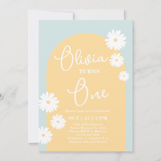 Einladung von Daisy 1. Geburtstagsmädchen (Vorderseite)