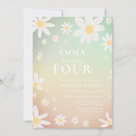 Einladung von Daisy Birthday (Vorderseite)