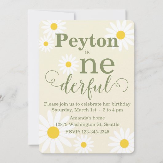Einladung von Daisy First Birthday (Vorderseite)