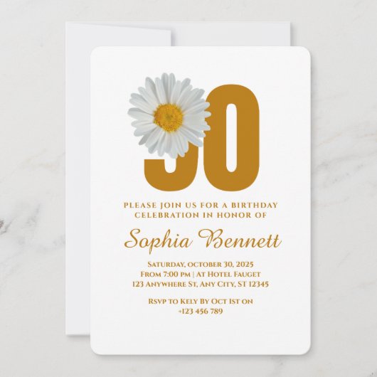 Einladung von Daisy Floral zum 90. Geburtstag (Vorderseite)