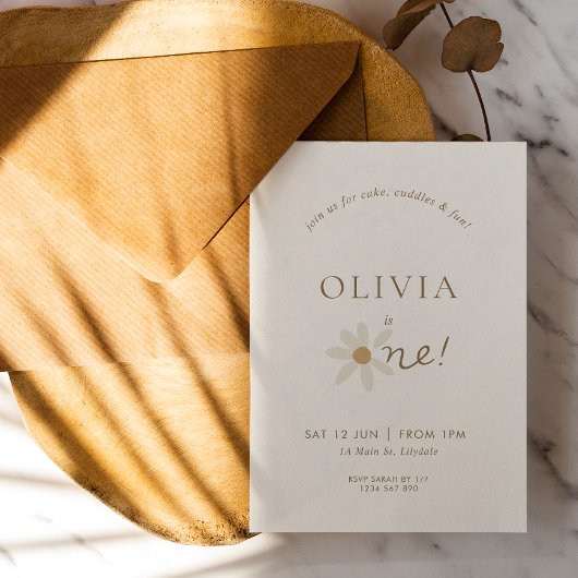 Einladung von Daisy Floral zum ersten Geburtstag -