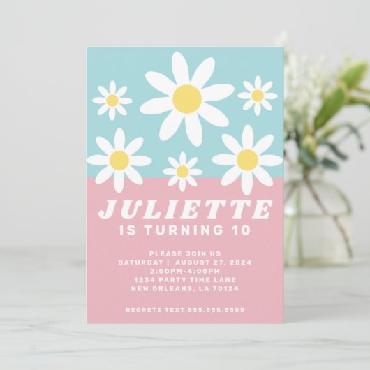 Einladung von Daisy Fun Birthday Party (Stehend Vorderseite)