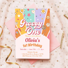 Einladung von Daisy Groovy One Retro 1. Geburtstag