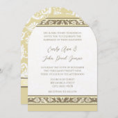 Einladung von Damask Monogram Yellow Grey Wedding (Vorne/Hinten)