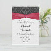 Einladung von Damask Ribbon - Rot (Stehend Vorderseite)