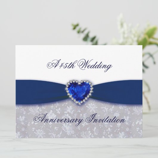 Einladung von Damask zum 45. Hochzeitstag (Stehend Vorderseite)