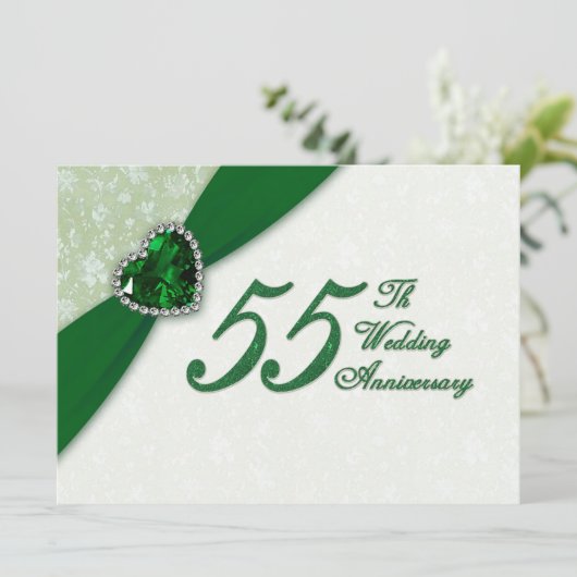 Einladung von Damask zum 55. Hochzeitstag (Stehend Vorderseite)