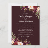 Einladung von Deep Burgundy Red Floral Wedding (Vorderseite)