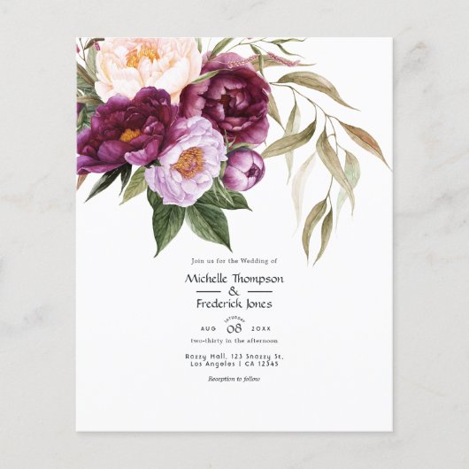 Einladung von Deep Velvet Floral Wedding Flyer (Vorne)