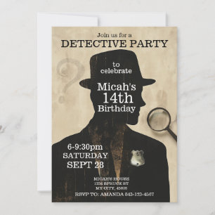 Einladung von Detektiv Mystery Birthday Party