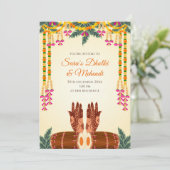 Einladung von Dholki und Mehendi (Stehend Vorderseite)