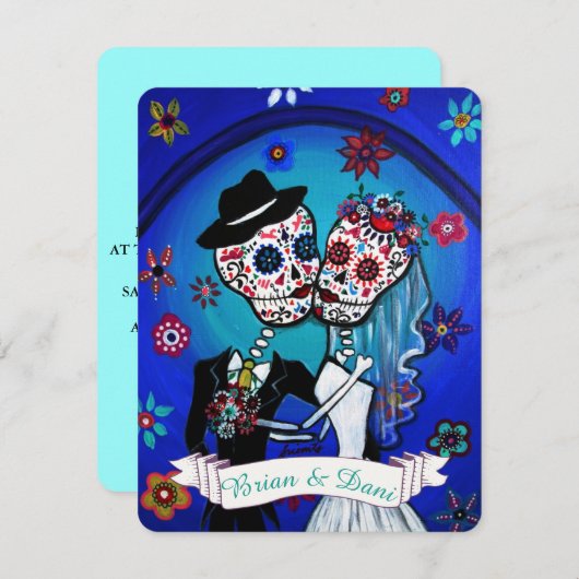 Einladung von Dia de Los Muertos (Vorne/Hinten)