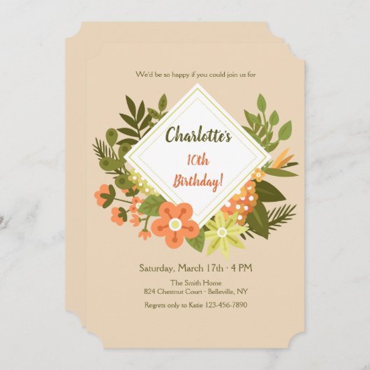 Einladung von Diamond Floral (Vorne/Hinten)