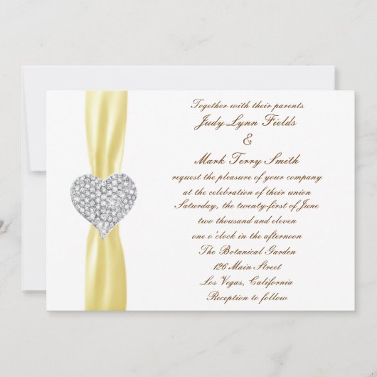 Einladung von Diamond Heart Yellow Wedding (Vorderseite)