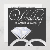 Einladung von Diamond Wedding Rings (Schwarz) (Vorne/Hinten)