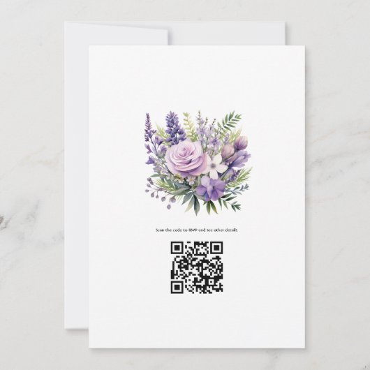 Einladung von Digital Lavender Floral Wedding (Rückseite)