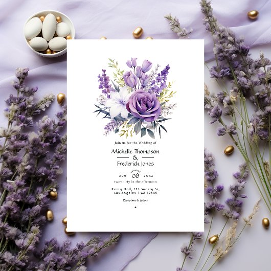 Einladung von Digital Lavender Floral Wedding