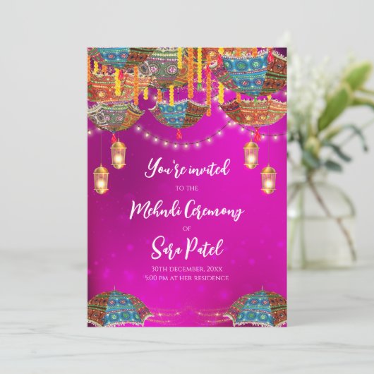 Einladung von Digital Mehndi (Stehend Vorderseite)