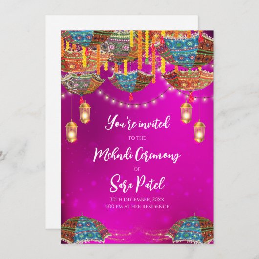 Einladung von Digital Mehndi (Vorne/Hinten)