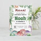 Einladung von Dino Birthday (Stehend Vorderseite)