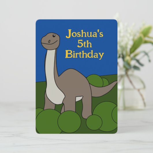 Einladung von Dino Birthday (Stehend Vorderseite)