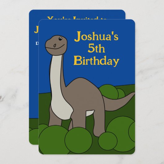Einladung von Dino Birthday (Vorne/Hinten)