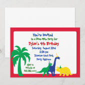 Einladung von Dino-Mite zum Geburtstag (Vorne/Hinten)