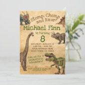 Einladung von Dinosaur zum Geburtstag, Rawr einlad (Stehend Vorderseite)