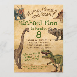 Einladung von Dinosaur zum Geburtstag, Rawr einlad