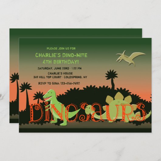 Einladung von Dinosauriern (Vorne/Hinten)