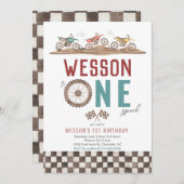 Einladung von Dirt Bike zum ersten Geburtstag (Vorne/Hinten)