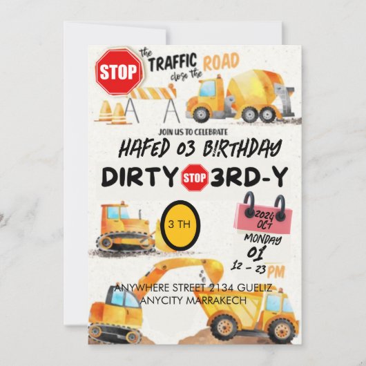 Einladung von Dirty 3.-Y Dritter Geburtstag (Vorderseite)
