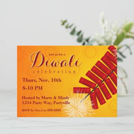 Einladung von Diwali Firecrackers (Stehend Vorderseite)