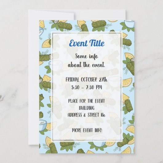 Einladung von Dolmadakia (Rückseite)