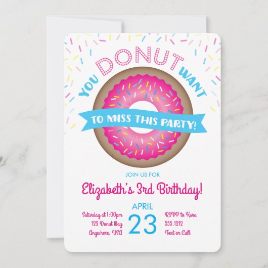 Einladung von Donut Birthday (Vorderseite)