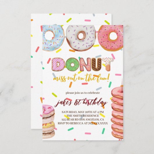 Einladung von Donut Birthday (Vorne/Hinten)