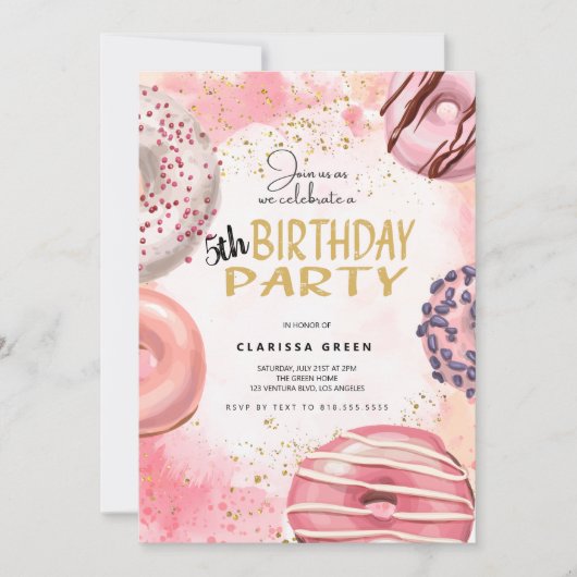 Einladung von Donut Birthday (Vorderseite)