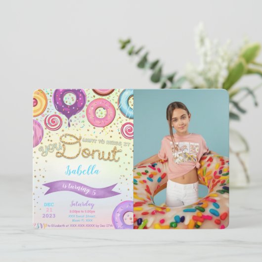 Einladung von Donut Foto (Stehend Vorderseite)