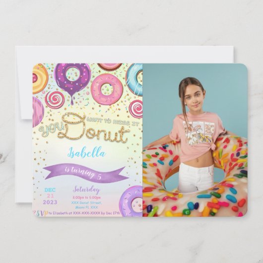 Einladung von Donut Foto (Vorderseite)