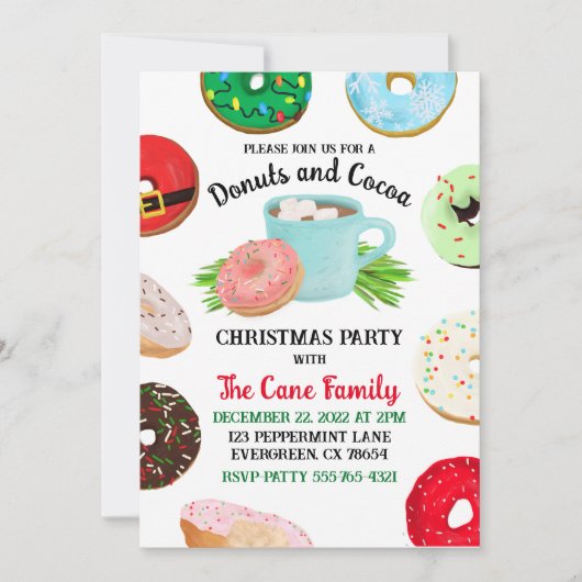 Einladung von Donuts und Cocoa-Feier (Vorderseite)