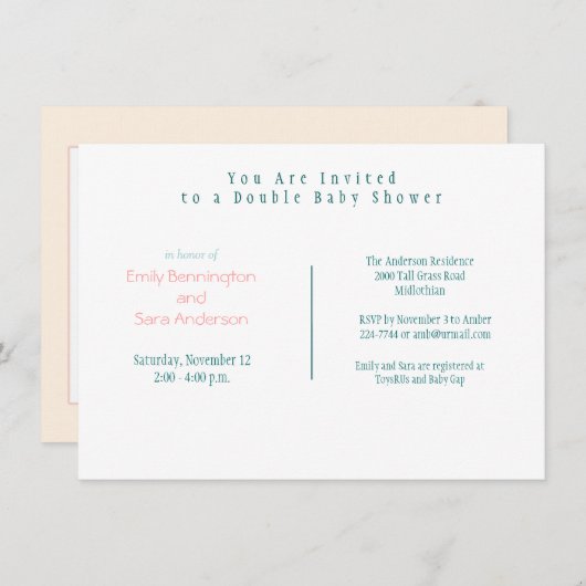 Einladung von Doppel-Babyduschrollen (Vorne/Hinten)