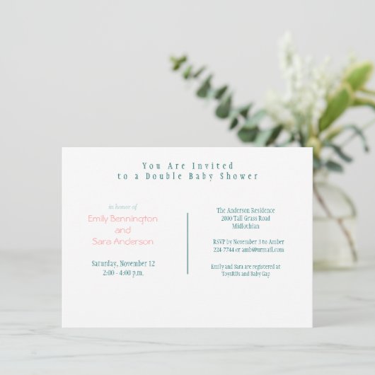 Einladung von Doppel-Babyduschrollen (Stehend Vorderseite)