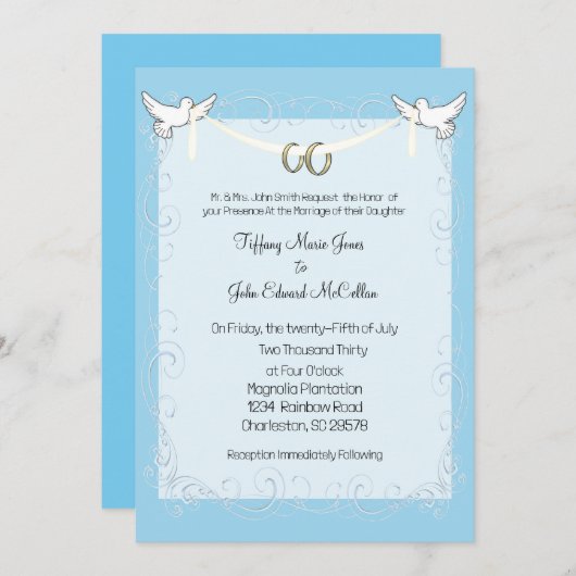 Einladung von Dove Wedding (Vorne/Hinten)