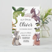 Einladung von Dragon Birthday (Stehend Vorderseite)