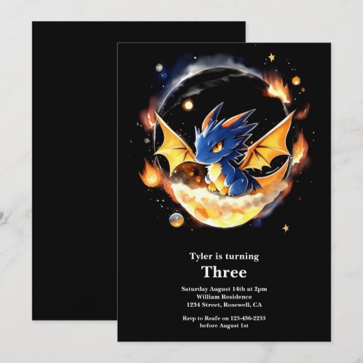Einladung von Dragon Birthday (Vorne/Hinten)